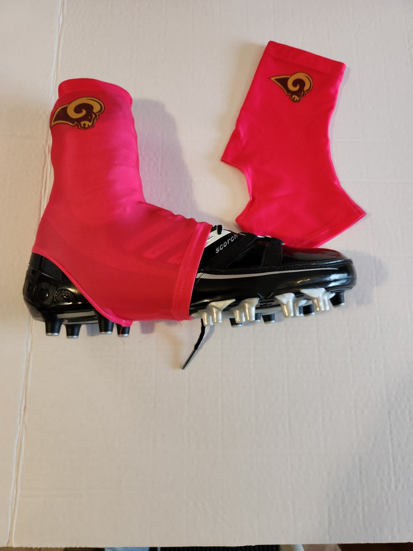 Hue Pink Rams Spats/Cleat Covers